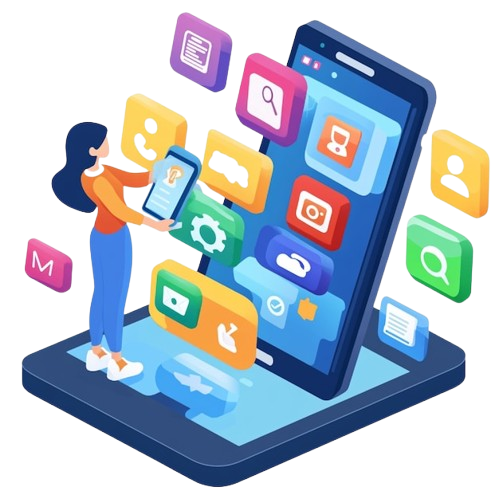 illustration with mobile icons